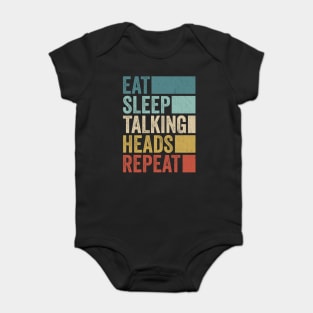 Funny Eat Sleep Talking Heads Repeat Retro Vintage Baby Bodysuit